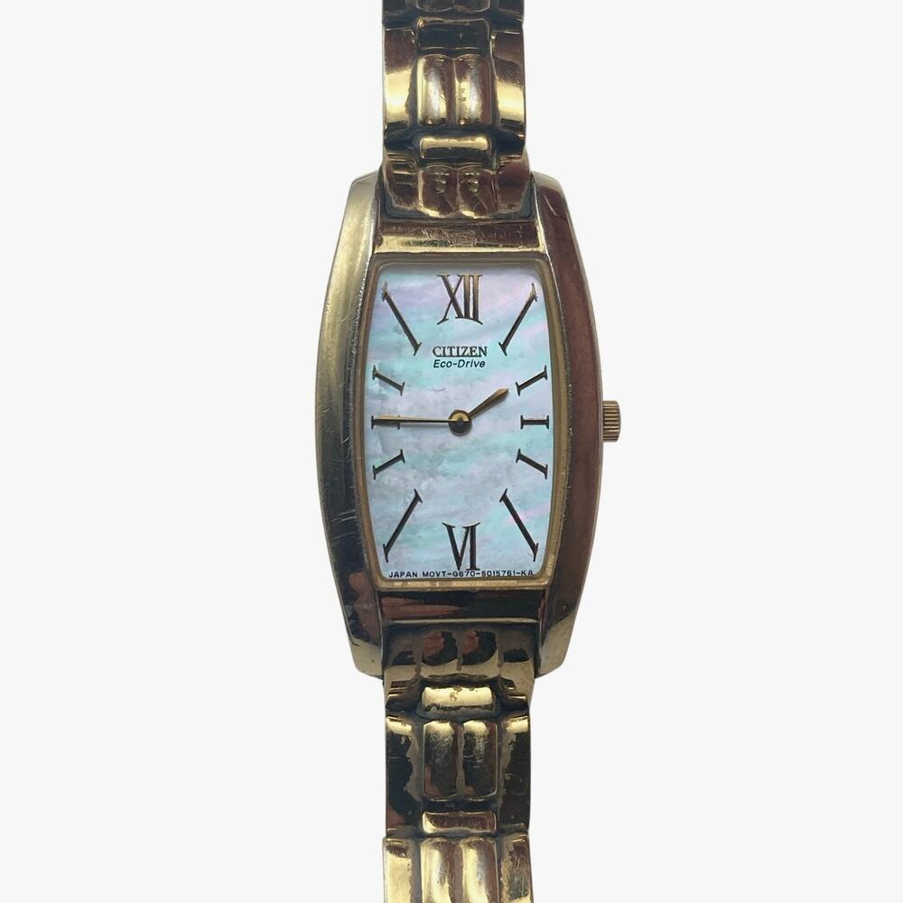 Citizen Eco-Drive Stiletto Womens Dress Cocktail Watch 17mm MOP Face Wrist 6.25